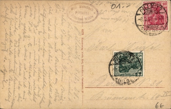 Postcard Dresden Pillnitz, steamship landing place, ships on the water, surroundings with monuments