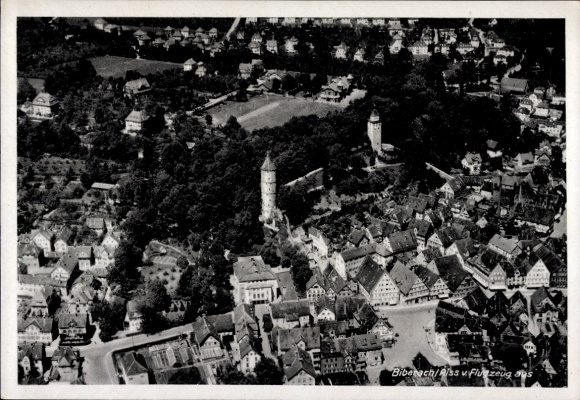 Postcard Biberach an der Riß in Upper Swabia, aerial view of buildings, towers, city view