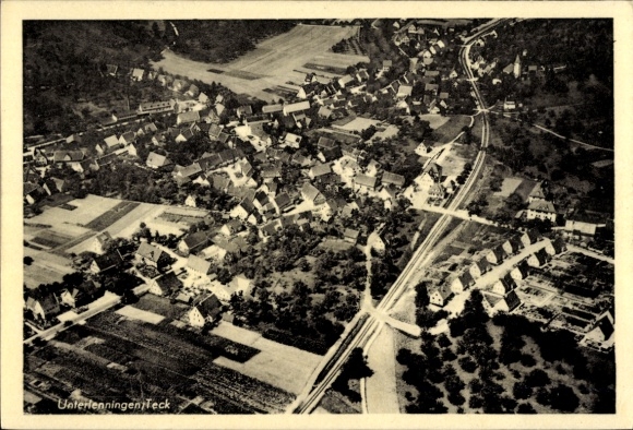 Postcard Unterlenningen Lenningen in Württemberg, aerial view of rural surroundings, houses, streets