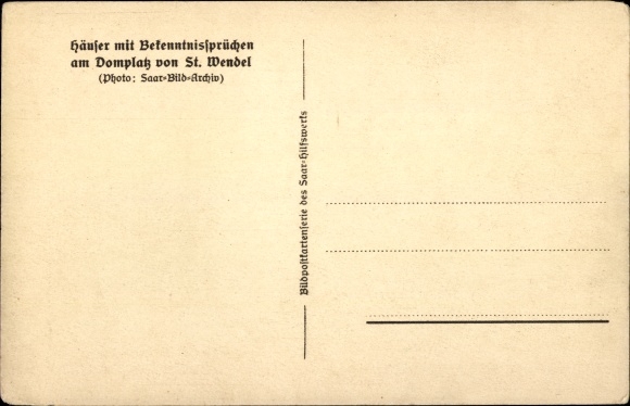 Postcard Sankt Wendel Saarland, houses with confessions on the cathedral square, market stalls