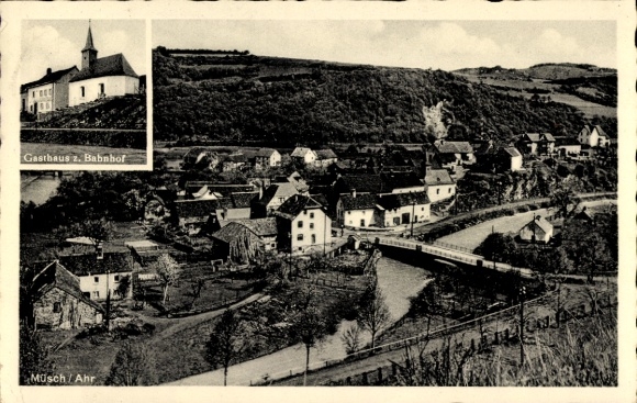 Postcard Müsch an der Ahr, Gasthaus zum Bahnhof, total view