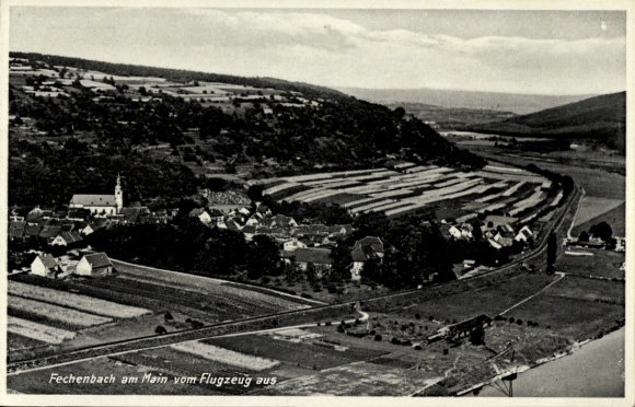 Postcard Fechenbach am Main Collenberg Lower Franconia, aerial photograph
