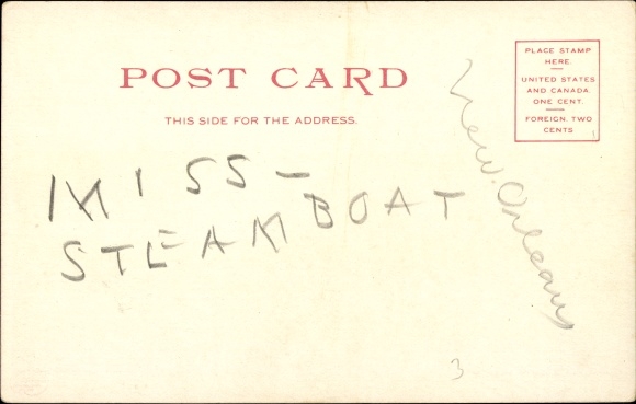 Postcard A Mississippi River Packet, Paddle Steamer