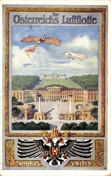 Passepartout Artist Postcard For Austria's Air Fleet, Viribus Unitis