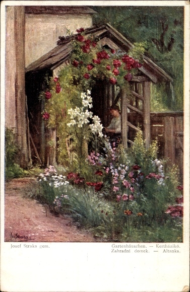Artist PC Straka, Josef, garden shed, flowers