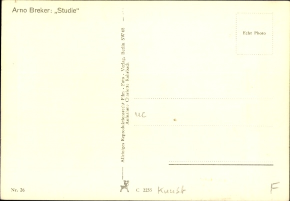 Postcard Plastic Study, Arno Breker, Face, HDK 26