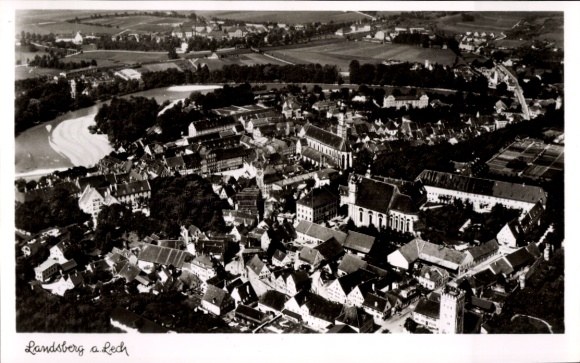Postcard Landsberg am Lech Upper Bavaria, aerial photograph
