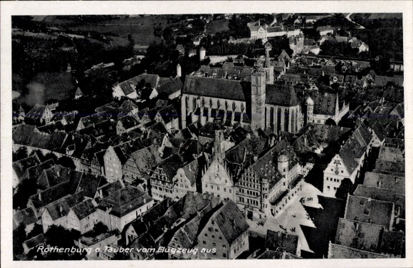 Postcard Rothenburg ob der Tauber Middle Franconia, aerial photograph