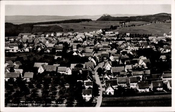 Postcard Hülben in the Swabian Alb, aerial photograph