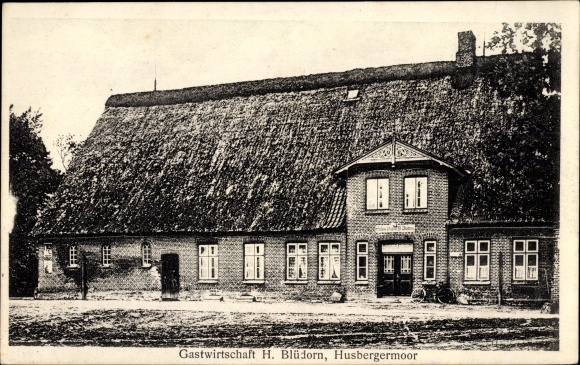 Postcard Husbergermoor Husberger Moor Bönebüttel in the district of Plön, inn H. Blüdorn