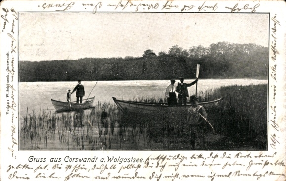 Postcard Korswandt on Usedom, Wolgastsee, rowing boats