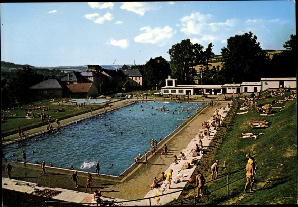 Postcard Oberkotzau an der Saale, terrace pool