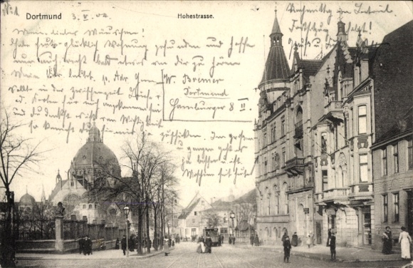 Judaica Postcard Dortmund in the Ruhr area, Hohestraße, Synagogue