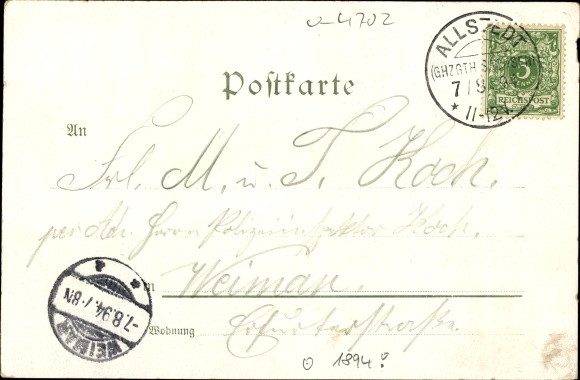 Forerunner Chromo-Litho Allstedt in Saxony Anhalt, total view of the site, Allstedt Castle