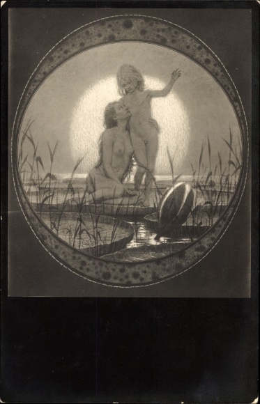 Art Nouveau artist Postcard Fidus, From Heaven, charcoal print, No. 3