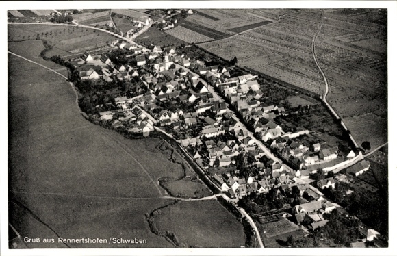 Postcard Rennertshofen, aerial photograph
