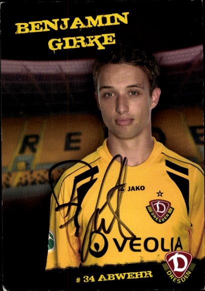 Autogrammkarte Fußballer Benjamin Girke, SG Dynamo Dresden, Autogramm