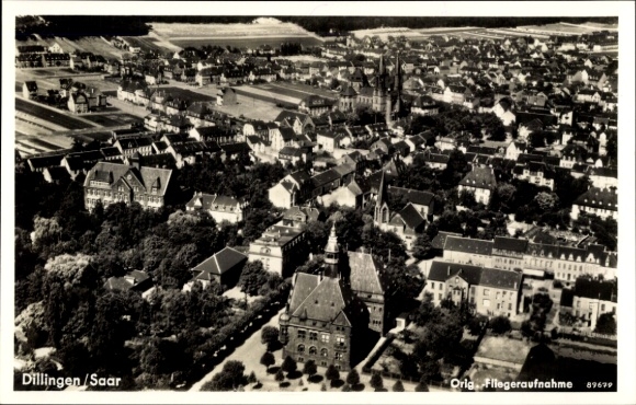 Postcard Dillingen in Saarland, aerial photograph