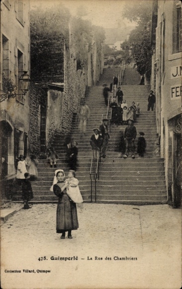 Postcard Quimperlé Finistère, Rue des Chambriers