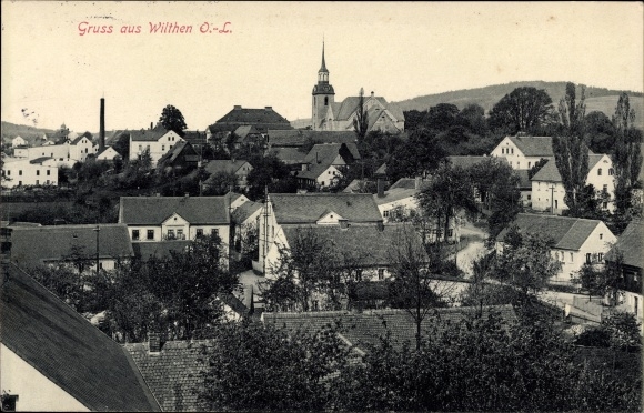 Ak Wilthen im Kreis Bautzen Sachsen, Teilansicht auf den Ort mit Kirche