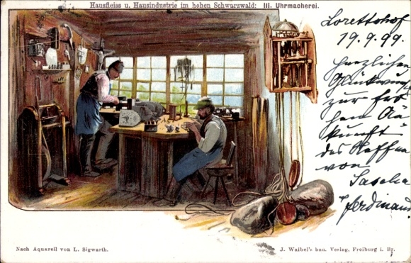 Artist Chromo-Litho Sigwarth, L., Domestic Industry and Home Industry in the High Black Forest, Watchmaking