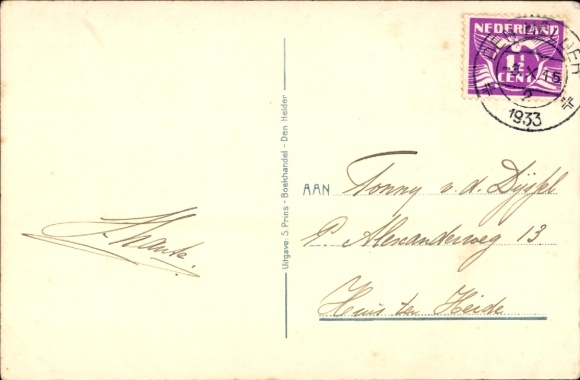 Postcard Dutch Submarine 12, Warship
