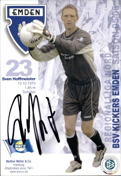Autogrammkarte Fußballer Sven Hoffmeister, BSV Kickers Emden, Autogramm