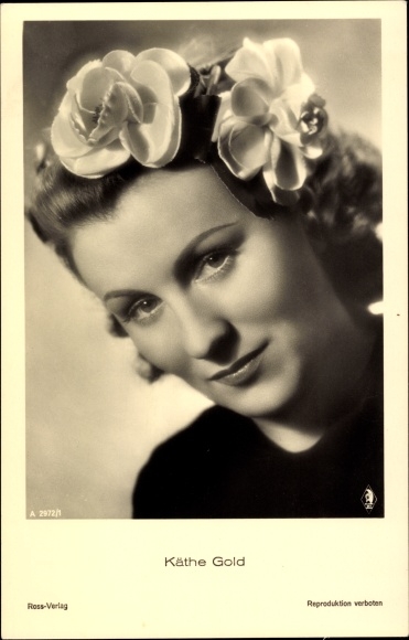 Ak actrice Käthe Gold, portret met bloemen in haar haar, Ross Verlag A 2972 1