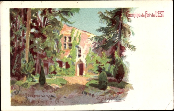 Artist Postcard d&#39;Alisi, Hugo, Domrémy la Pucelle Vosges, House of Joan of Arc, Eastern Railway