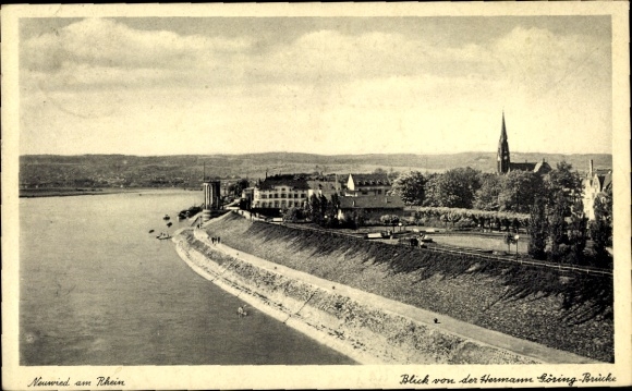 Ak Neuwied am Rhein, Neuwied am Rhein, Blick von der Hermann Göring-Brücke