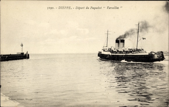 Ak Dieppe Seine Maritime, stoomboot Versailles, Southern Railway, veerboot