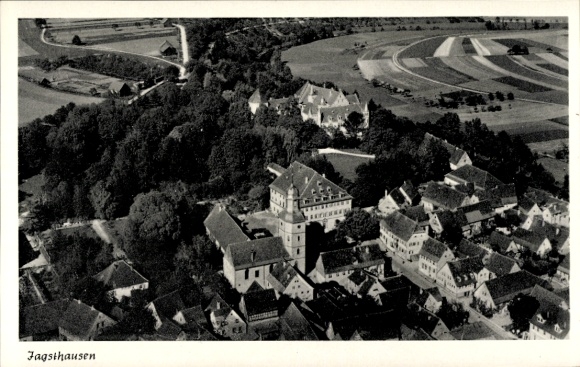 Postcard Jagsthausen on the Jagst Württemberg, aerial photograph