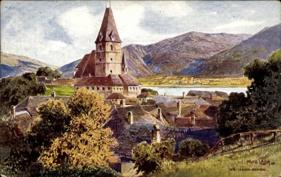 Artist Postcard Lach, Fritz, Weißenkirchen in der Wachau Lower Austria, partial view