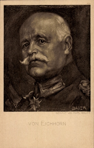 Artist Postcard Bauer, Karl, Field Marshal Emil Gottfried Hermann von Eichhorn, Portrait, I. WK