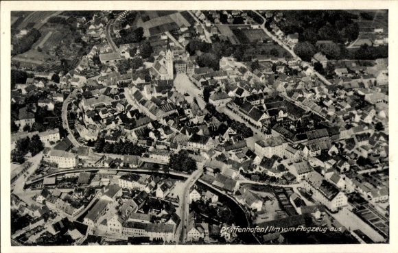 Postcard Pfaffenhofen in Württemberg, aerial photograph