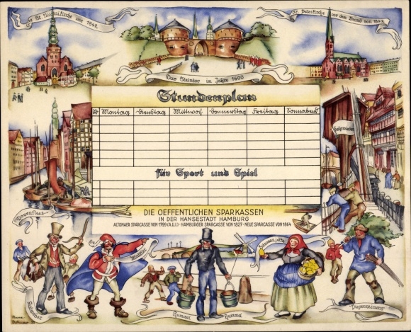 Timetable public savings banks Hamburg, Hamburg types, warehouse district, churches around 1930