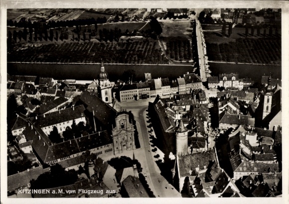 Postcard Kitzingen in Mainfranken Bavaria, aerial photograph