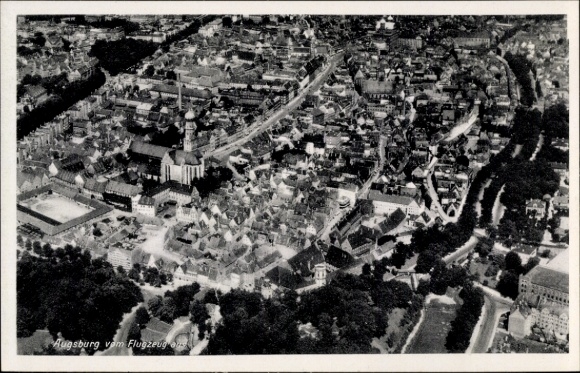 Postcard Augsburg in Schwaben, aerial photograph