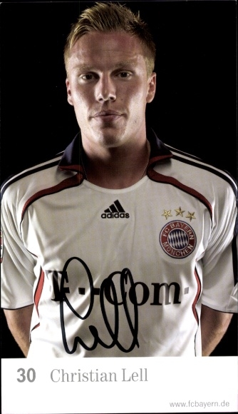 Autograph card footballer Christian Lell, FC Bavaria Munich, autograph