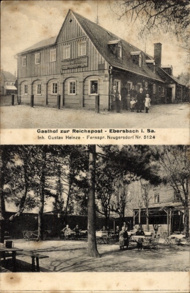 Postcard Ebersbach in Saxony, Inn at the Reichspost