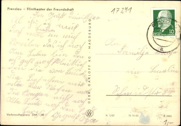 Postcard Prenzlau in the Uckermark, Filmtheater der Freundschaft
