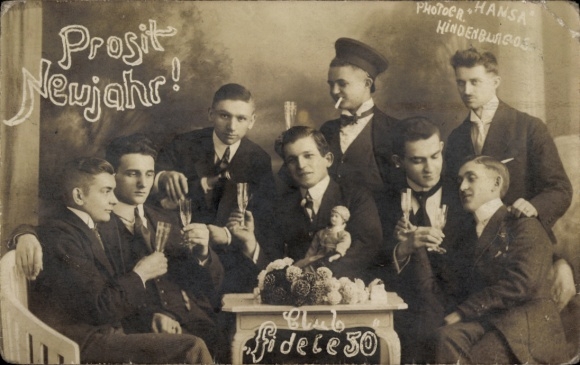 Ak Zabrze Hindenburg Schlesien, Neujahr, Club Fidele 50, Männer, Gruppenbild