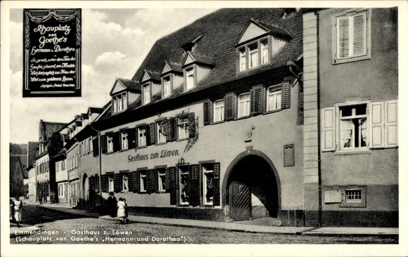 KP Emmendingen w Baden, Gasthaus zum Löwen, Hermann i Dorothea Goethego