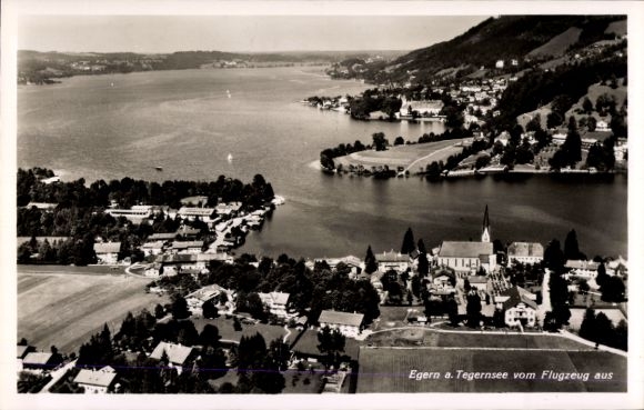 Ak Egern am Tegernsee Oberbayern,  vom Flugzeug aus