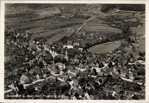 Postcard Sulzbach an der Murr, aerial view of Sulzbach, view of houses, rural surroundings