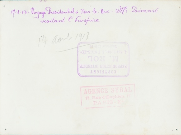 Photo Bar le Duc Meuse, Raymond Poincare, Hospital, August 17, 1913