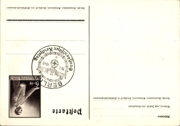 Postal stationery artist Postcard Klein, Only one can win and that is us, quote Adolf Hitler