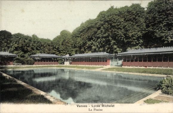 Postcard Vanves Hauts de Seine, Lycee Michelet, la piscine