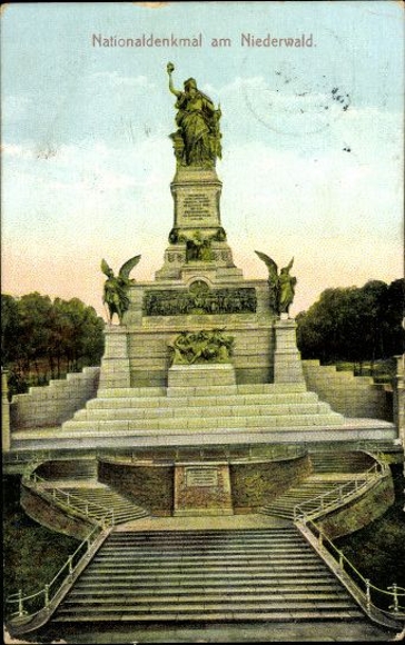 10 alte Ak Niederwalddenkmal am Rhein, verschiedene Ansichten, teilweise gemalt