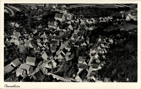 Postcard Obersontheim in Württemberg, aerial photograph